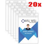 20Pcs Transparent Plastic ID Cards Holder -Vertical